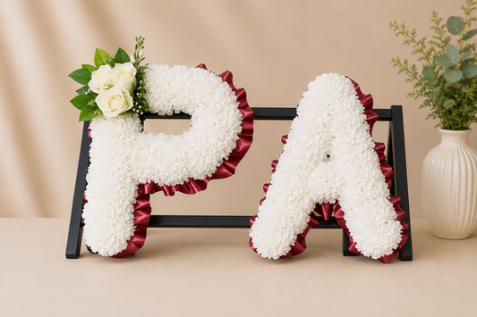 Any 2 Letter Tribute personalised artificial silk letter tribute