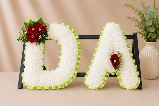 Any 2 Letter Tribute personalised artificial silk letter tribute