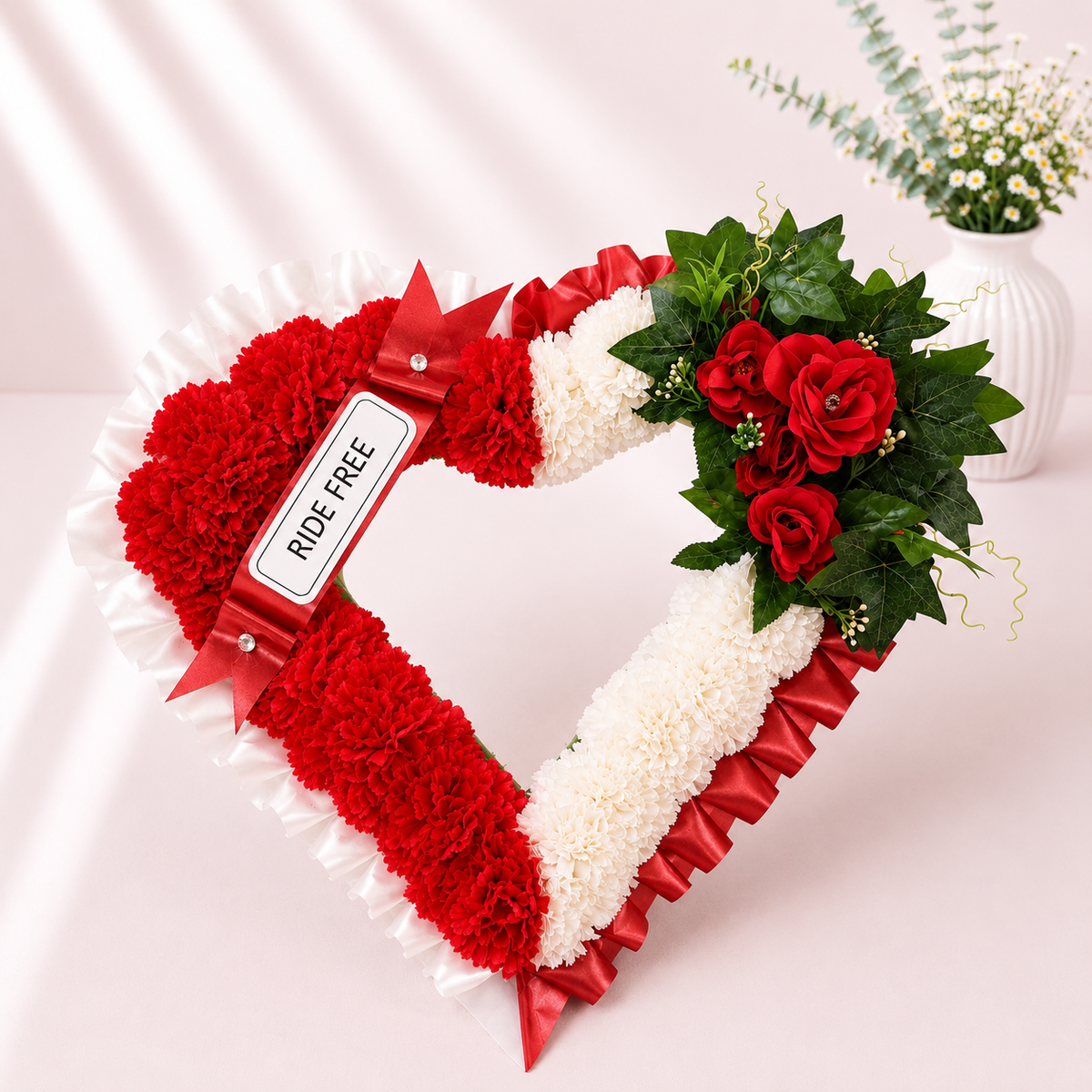 Open Heart Tribute artificial silk funeral flower tribute