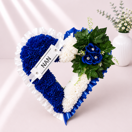 Open Heart Tribute artificial silk funeral flower tribute