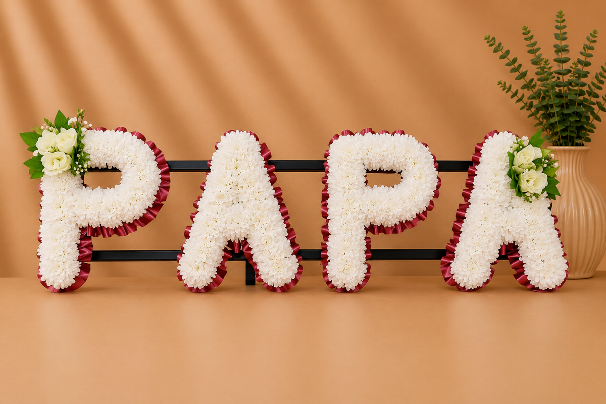 Any 4 Letter Tribute personalised artificial silk letter tribute