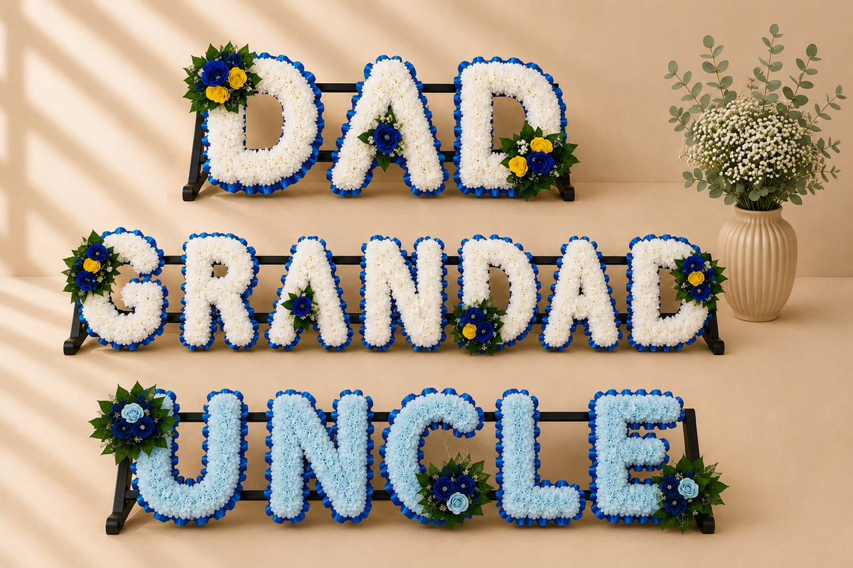 DAD, GRANDAD, UNCLE Funeral Package artificial silk funeral flower package