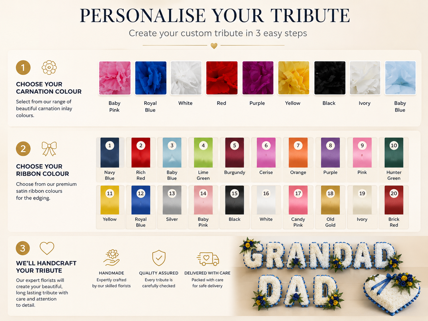 GRANDAD, DAD, Heart Funeral Package artificial silk funeral flower package - image 2