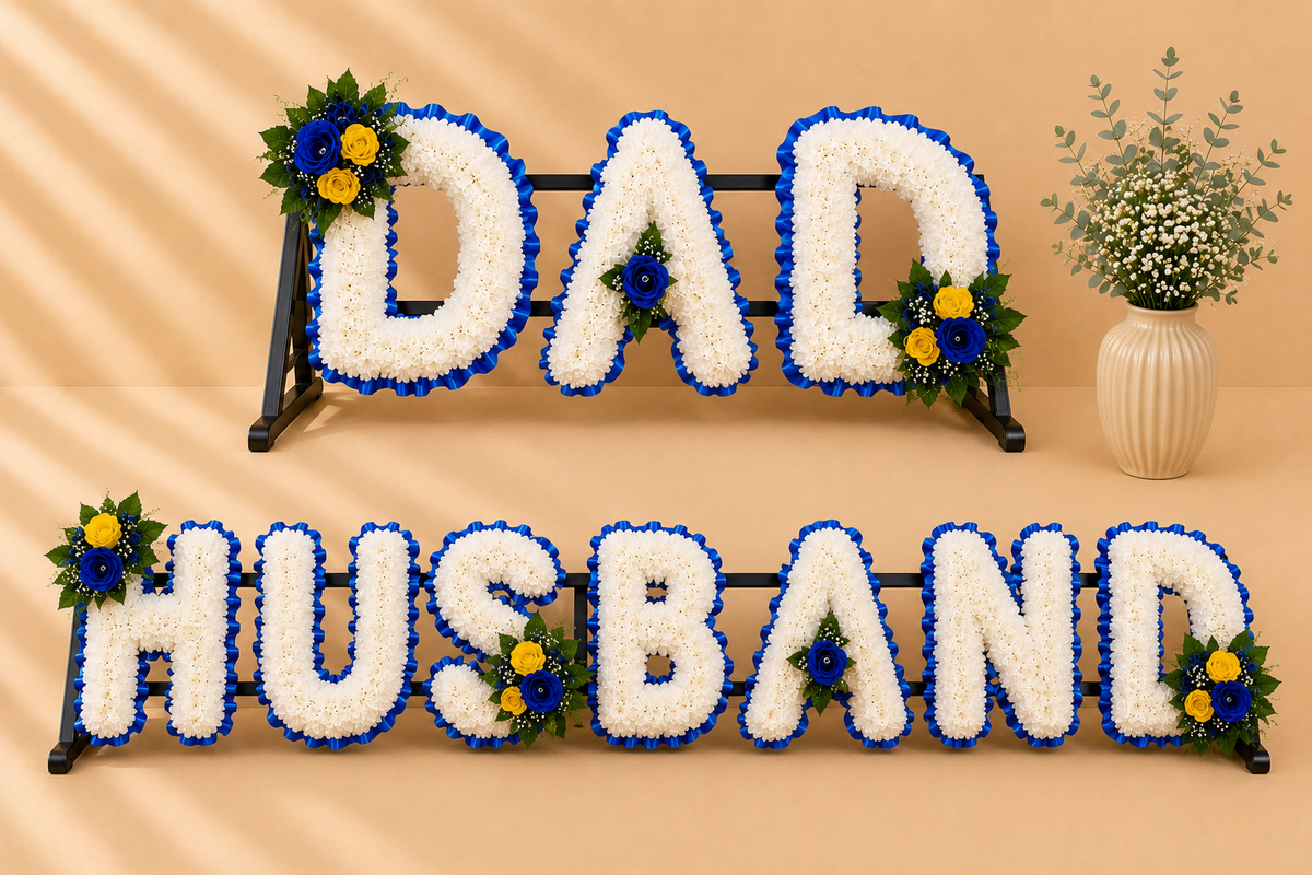 DAD, HUSBAND Funeral Package artificial silk funeral flower package