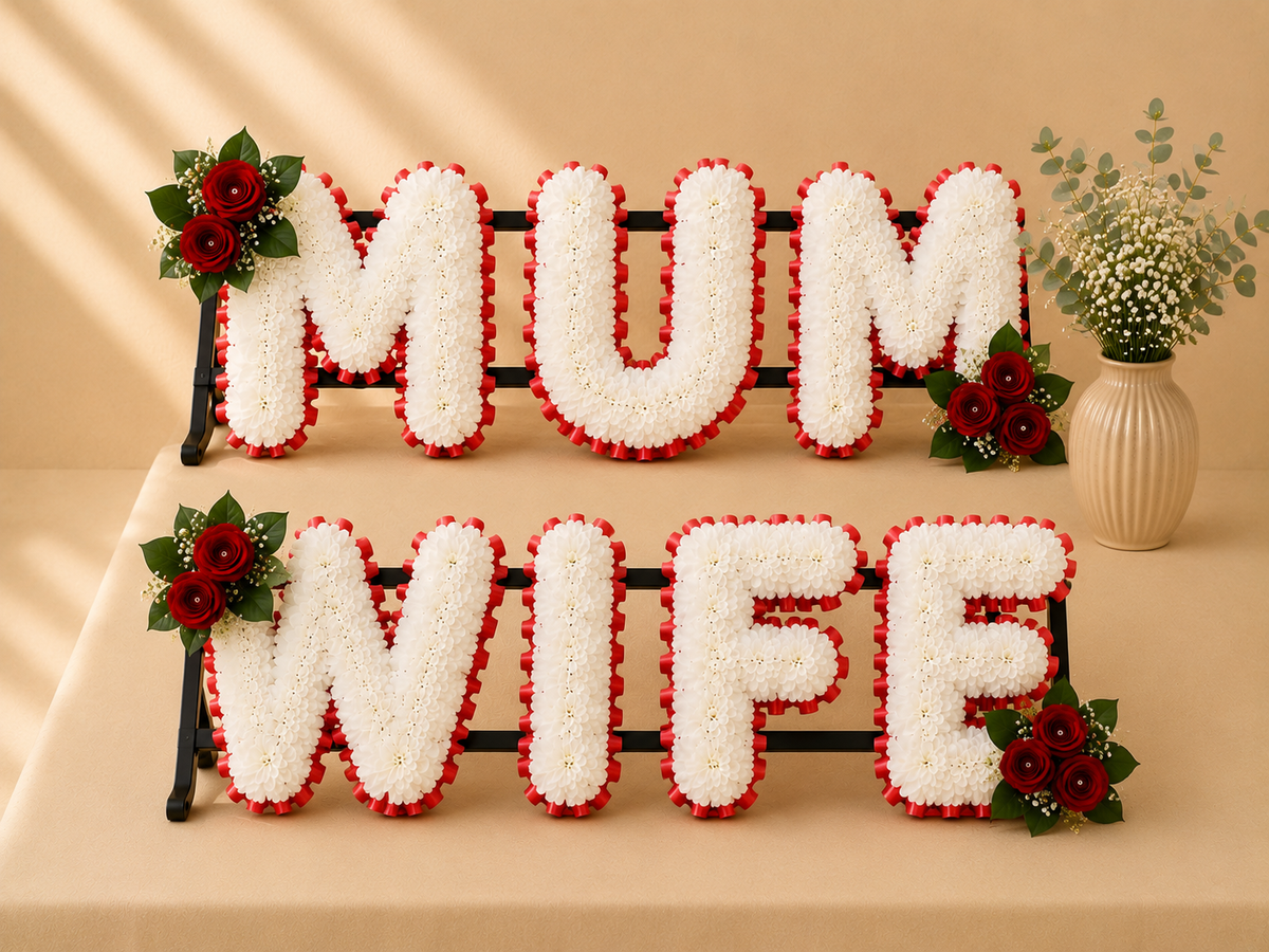 MUM, WIFE Funeral Package artificial silk funeral flower package