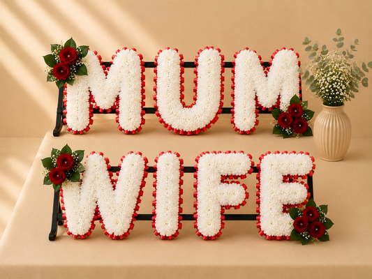 MUM, WIFE Funeral Package artificial silk funeral flower package