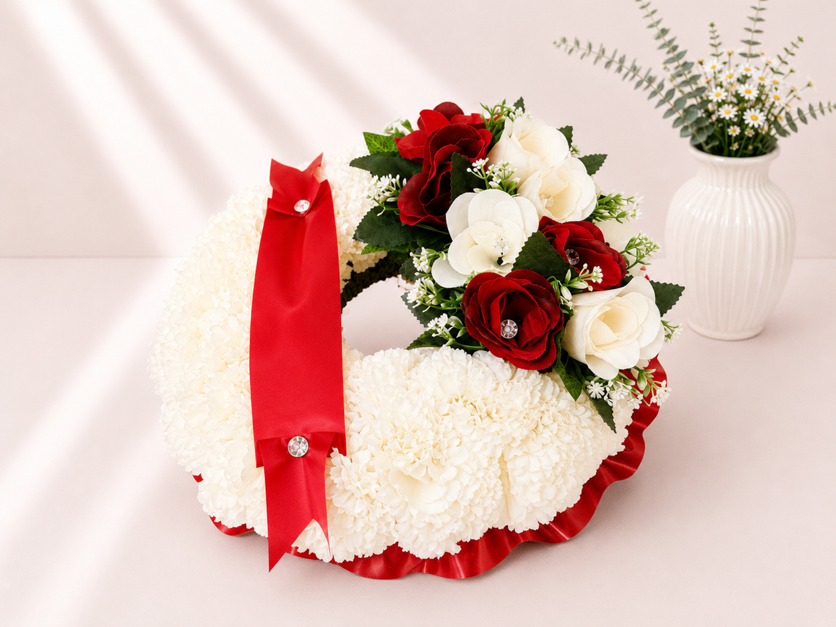 Ring Tribute artificial silk funeral flower tribute