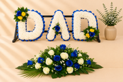 DAD, 2ft Coffin Spray Funeral Package artificial silk funeral flower package