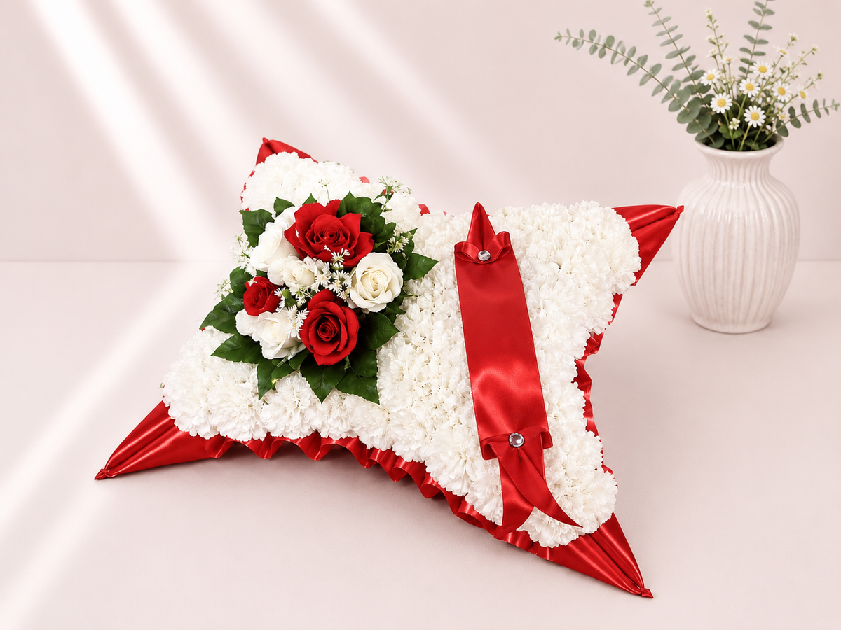 Pillow Tribute artificial silk funeral flower tribute
