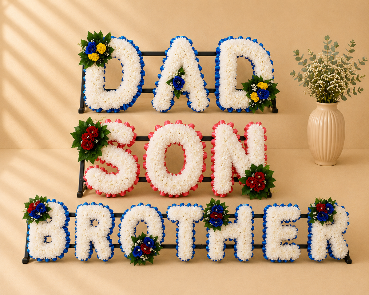 DAD, SON, BROTHER Funeral Package artificial silk funeral flower package
