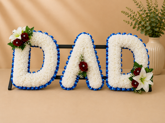 Any 3 Letter Tribute personalised artificial silk letter tribute