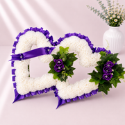 Double Heart Tribute artificial silk funeral flower tribute