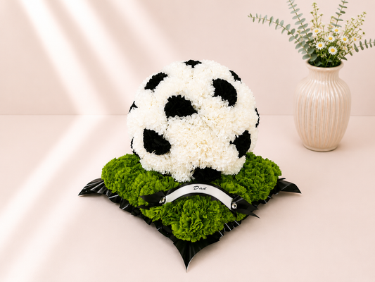 Football on Pitch Tribute artificial silk funeral flower tribute