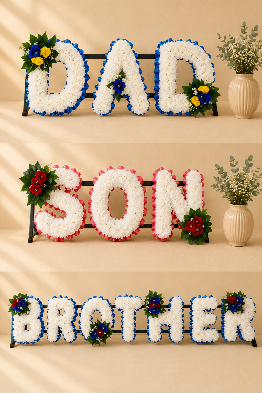 DAD, SON, BROTHER Funeral Package artificial silk funeral flower package