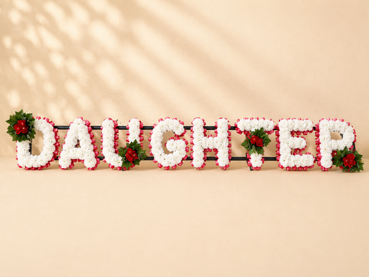 Any 8 Letter Tribute personalised artificial silk letter tribute