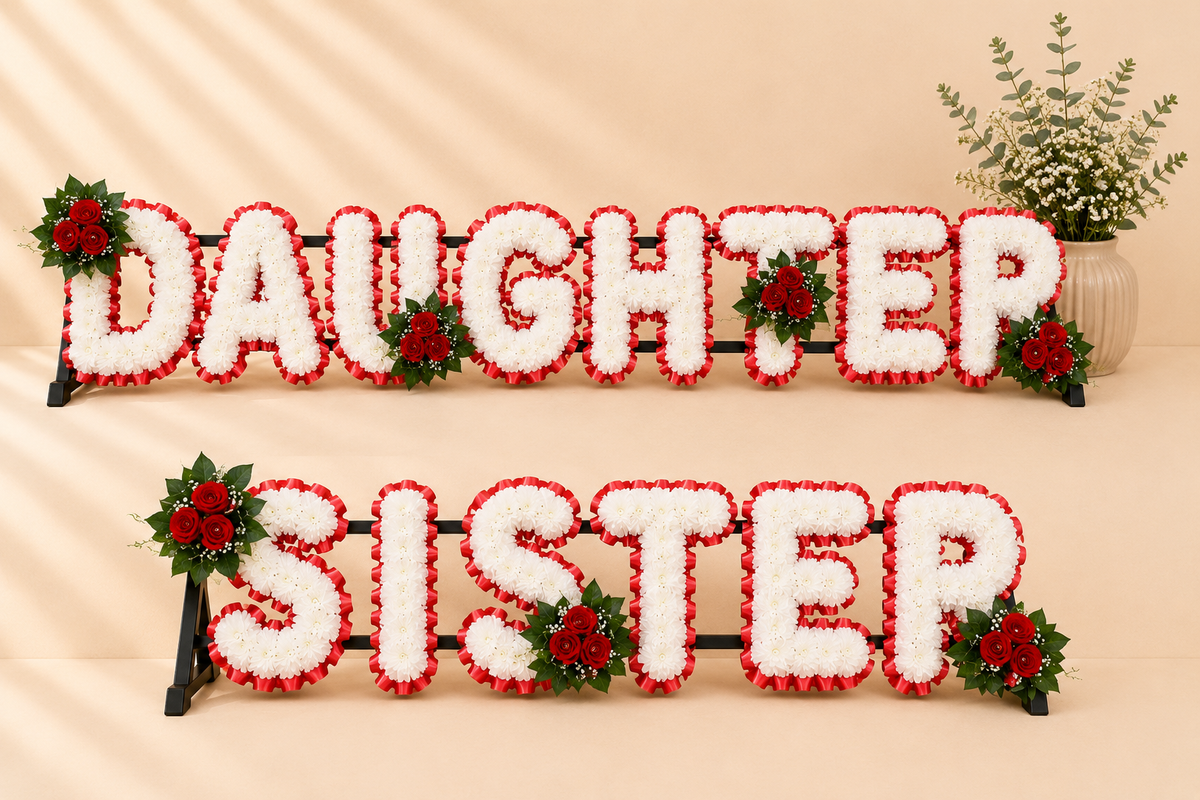DAUGHTER, SISTER Funeral Package artificial silk funeral flower package