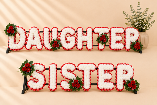 DAUGHTER, SISTER Funeral Package artificial silk funeral flower package