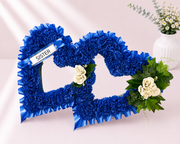 Double Heart Tribute artificial silk funeral flower tribute