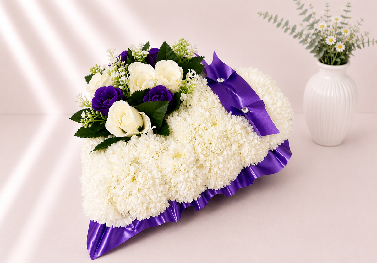 Heart Tribute artificial silk funeral flower tribute