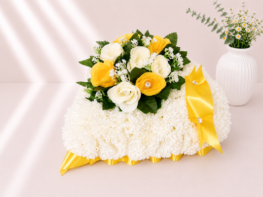 Heart Tribute artificial silk funeral flower tribute
