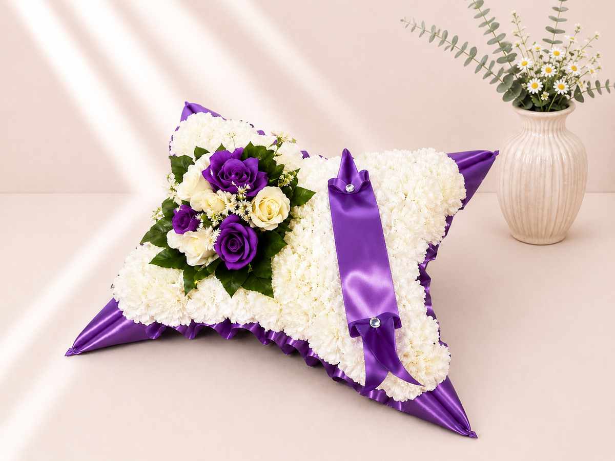 Pillow Tribute artificial silk funeral flower tribute