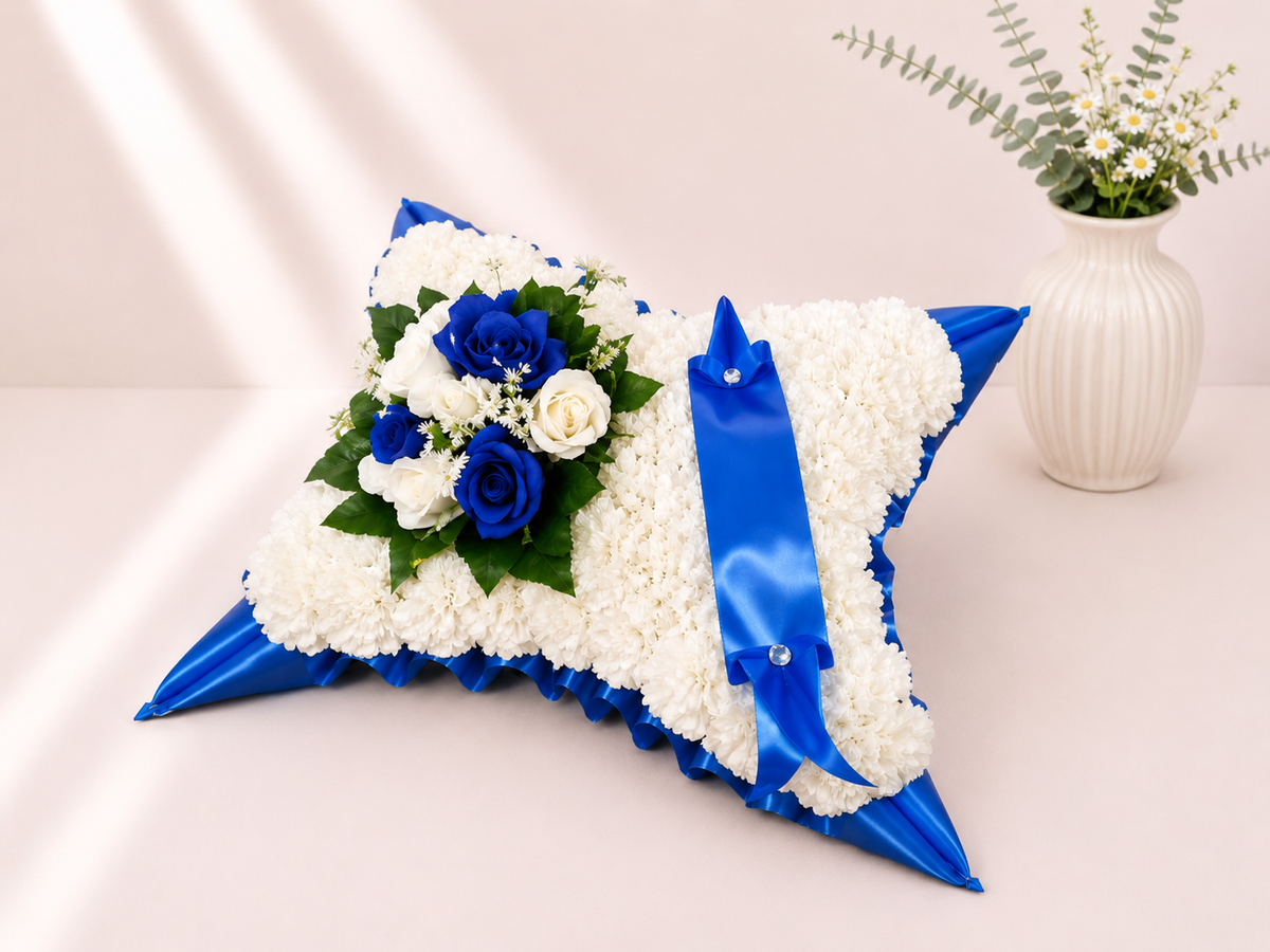 Pillow Tribute artificial silk funeral flower tribute